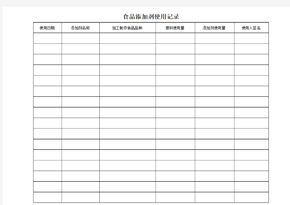 食品添加剂使用记录