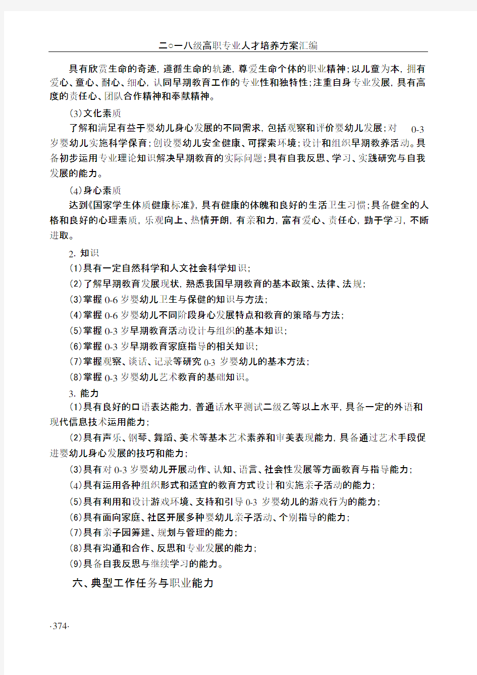 早期教育专业人才培养方案