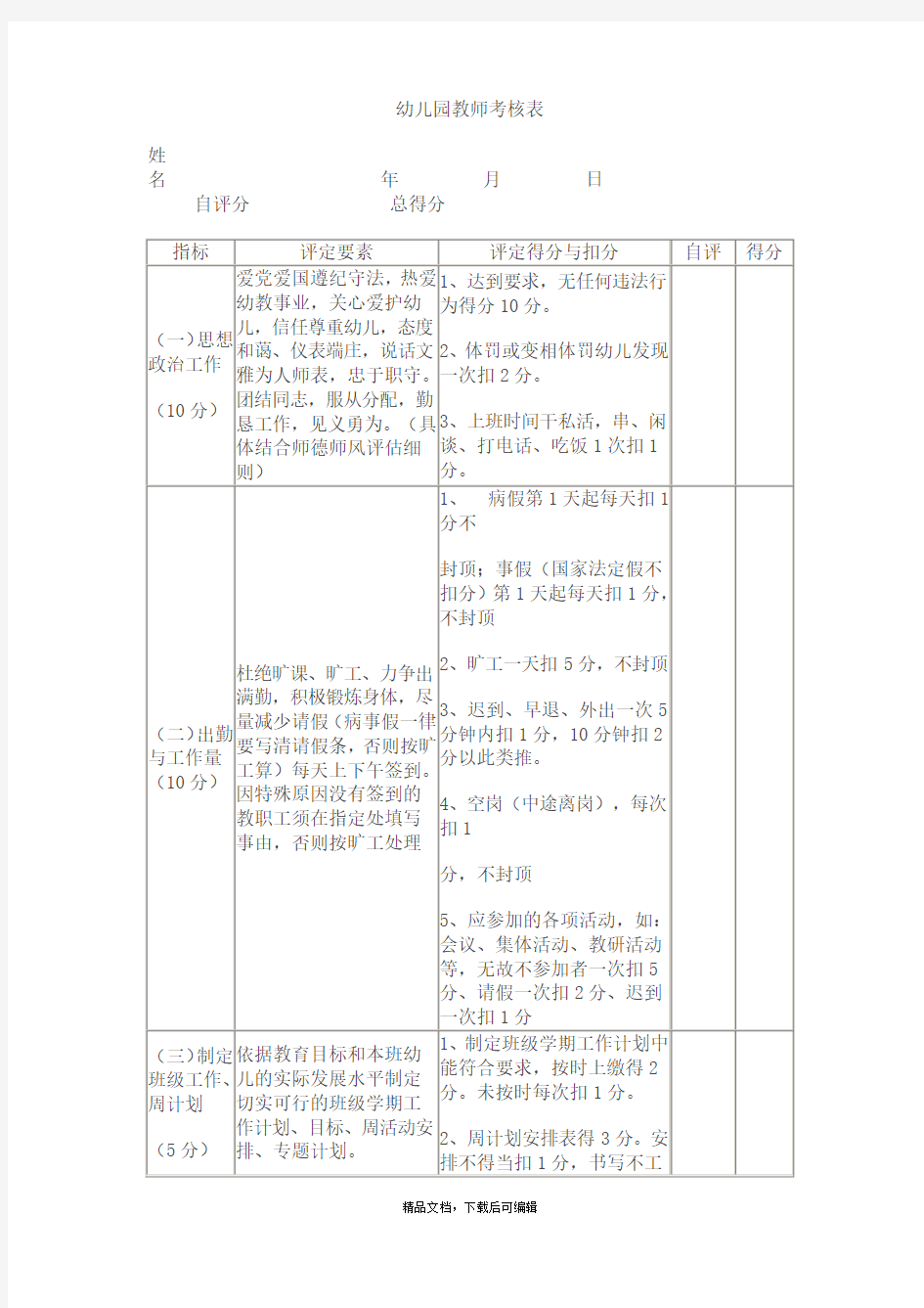 教师考核表(完整资料).doc