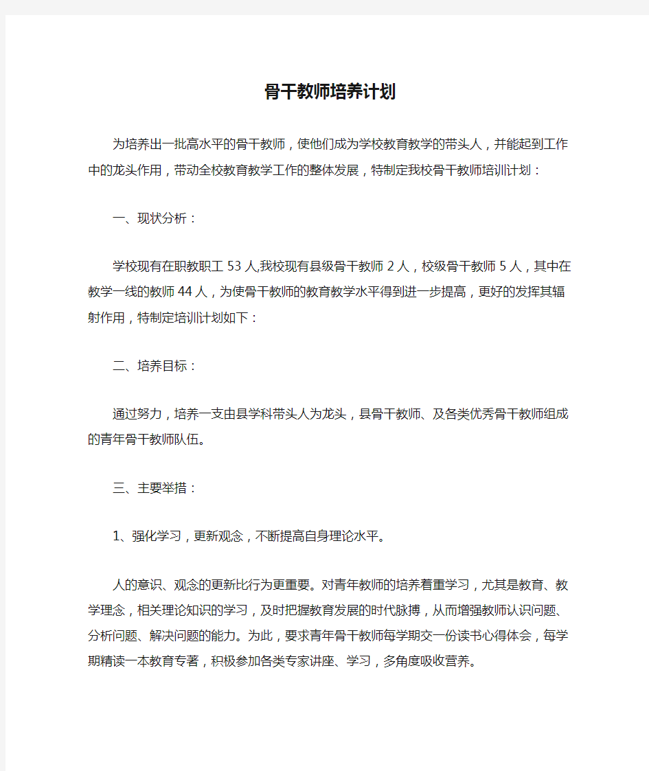 骨干教师培养计划