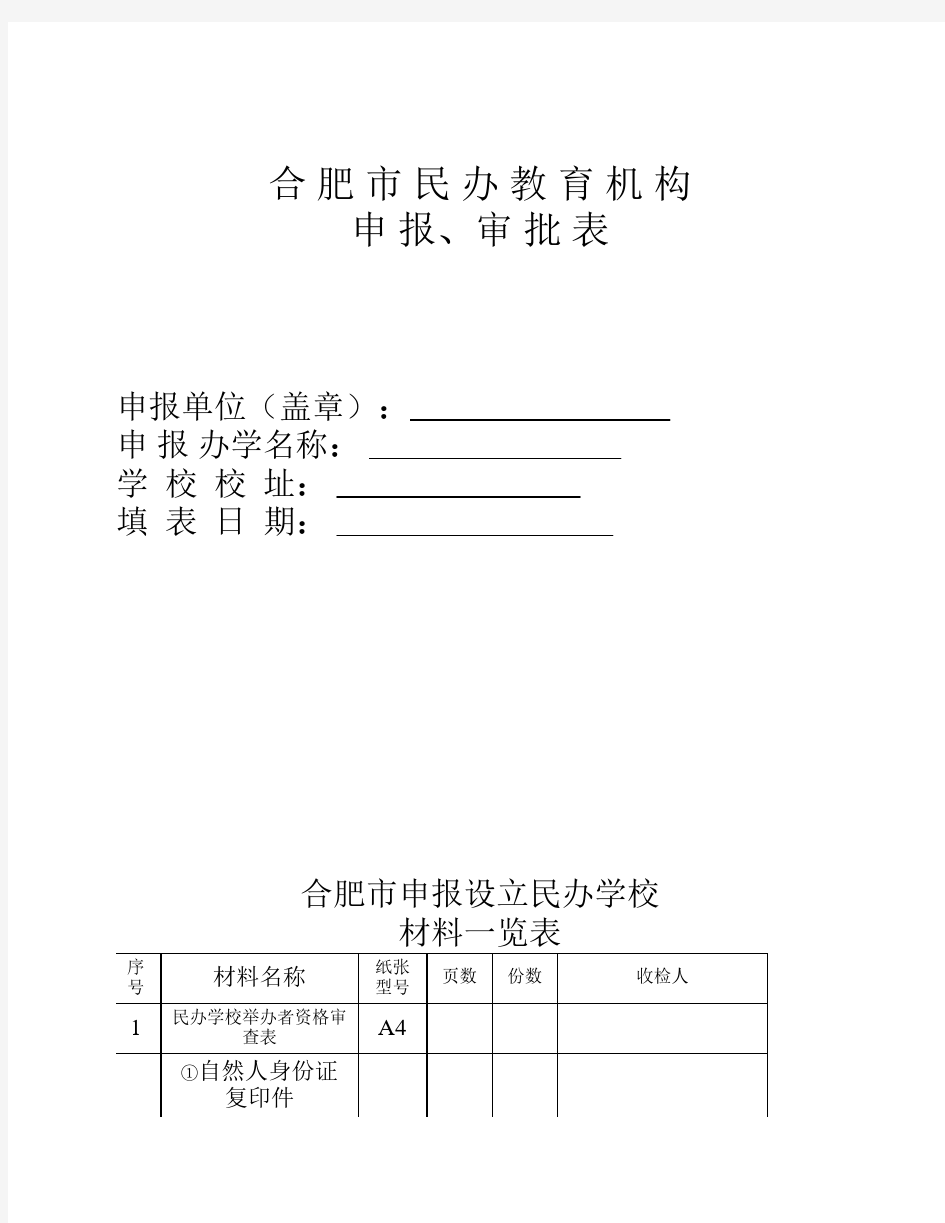 合肥市民办学校名称核准书