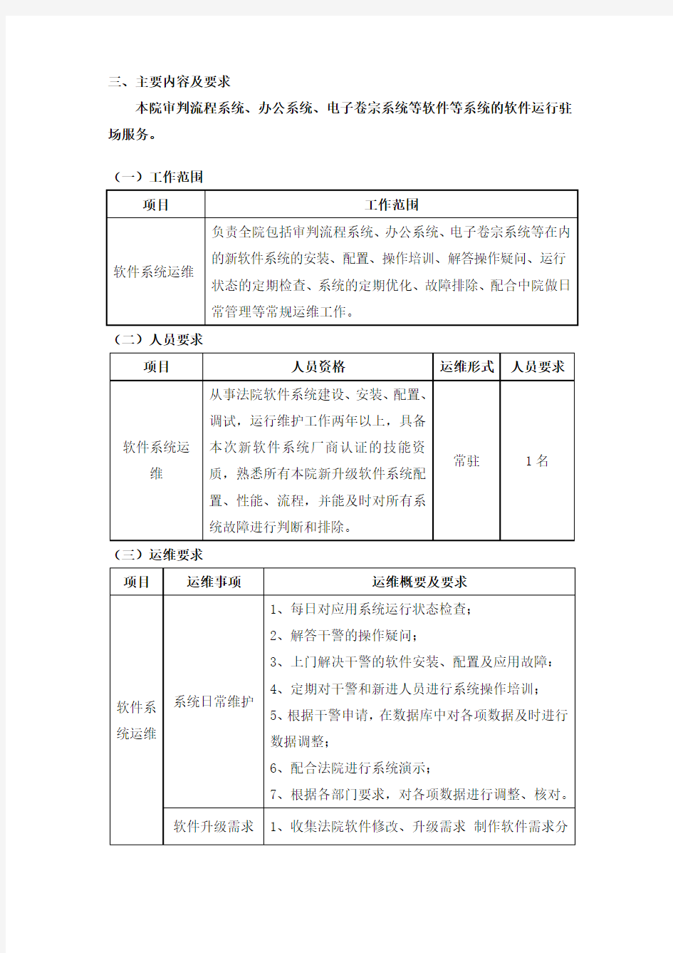 运维系统招标要求