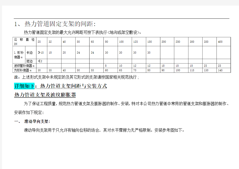 热力管道支架间距与安装方式