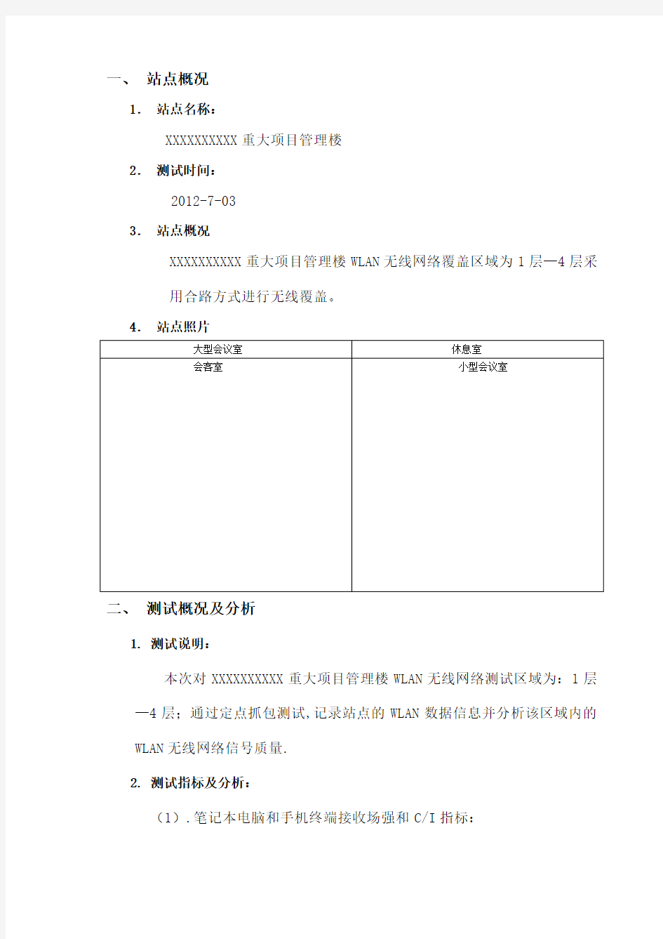 WLAN无线网络测试报告