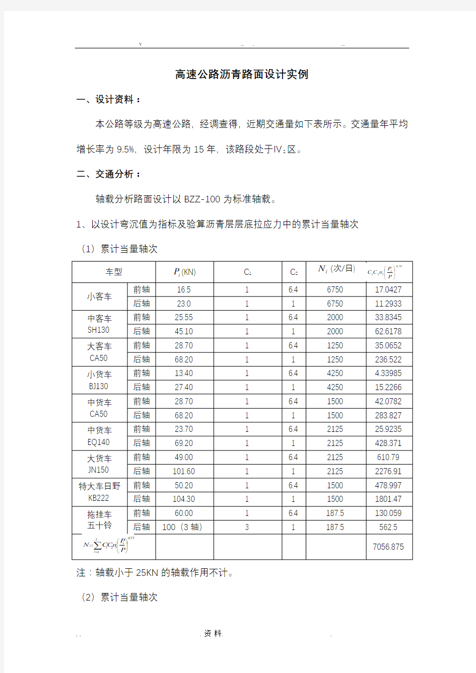 高速公路沥青路面设计实例