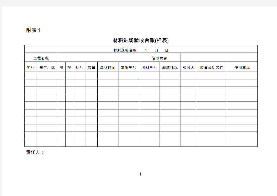 建筑材料台账样表