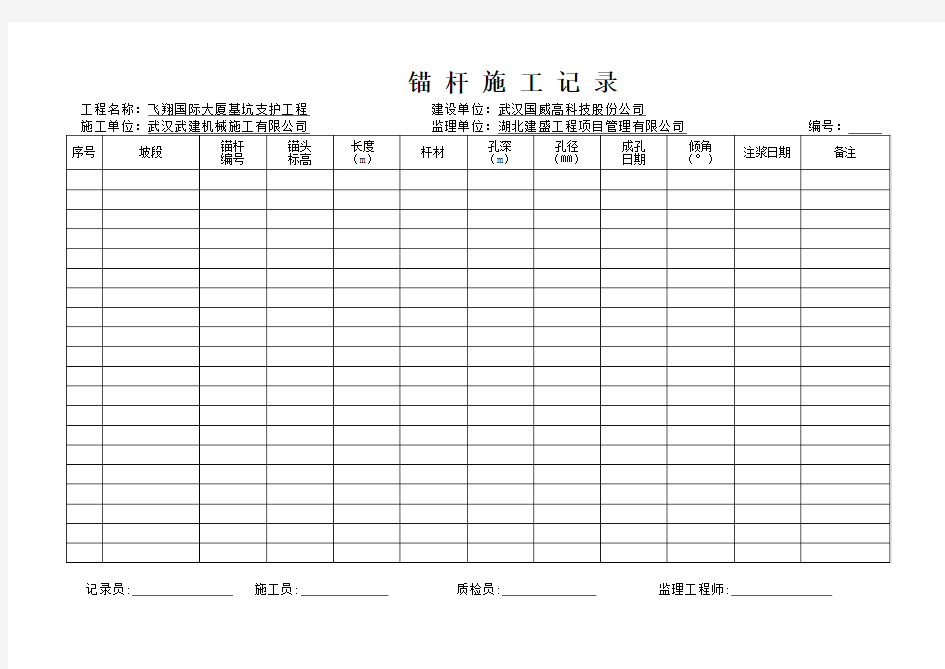 锚杆施工记录