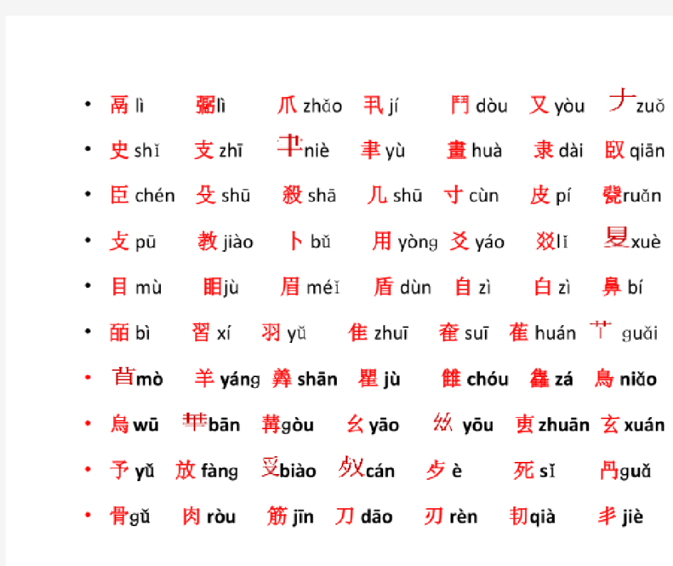 汉字部首说文解字小篆对造表