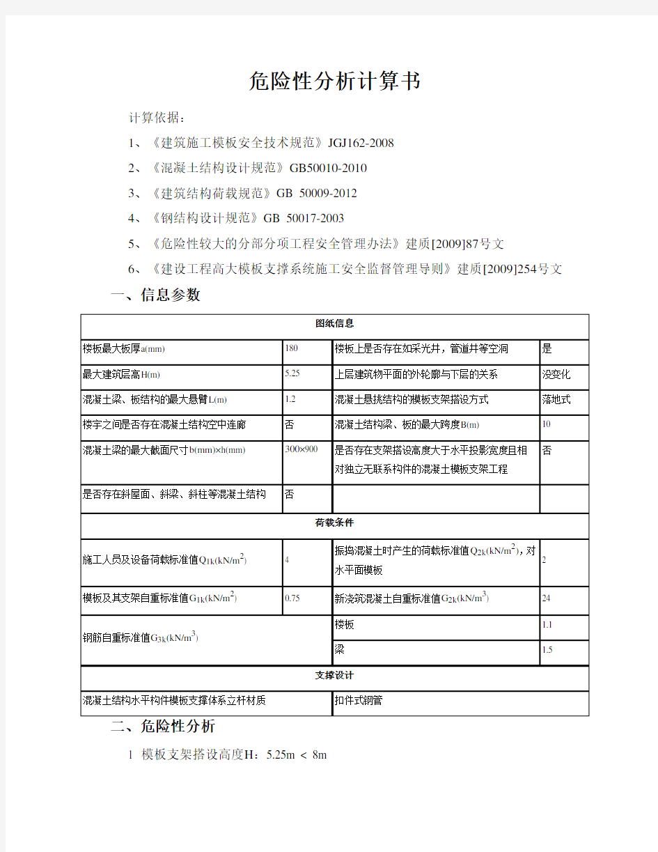 模板危险性分析计算书