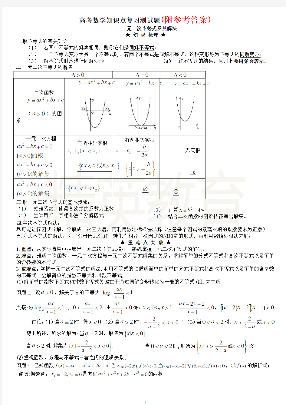 高考数学知识点复习测试题8-