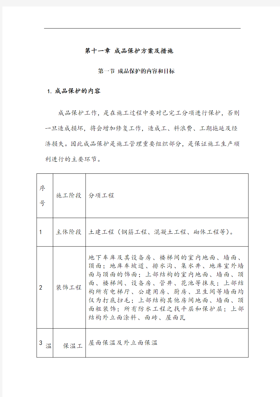 成品保护方案及措施29941