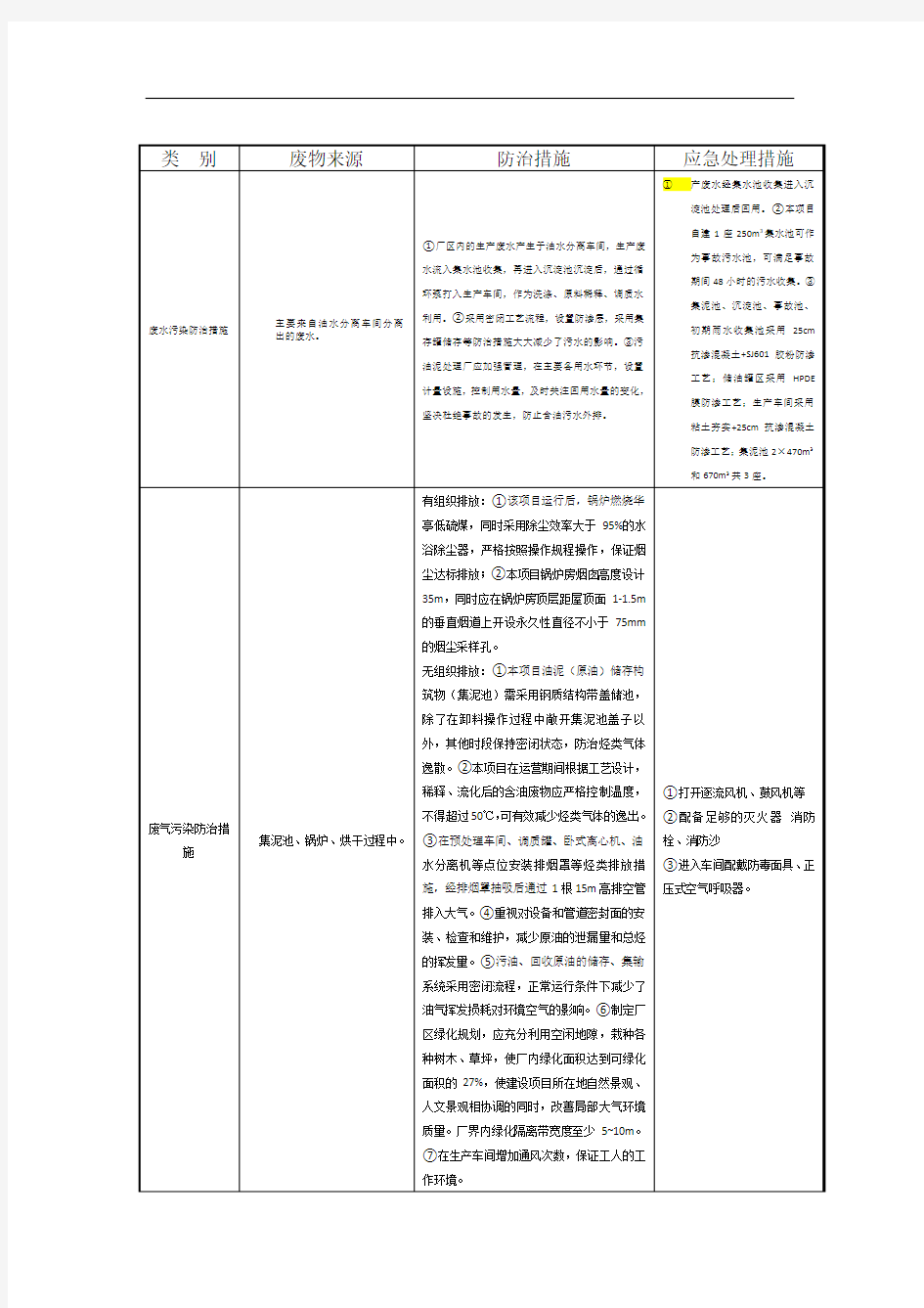 污染防治措施及三废治理