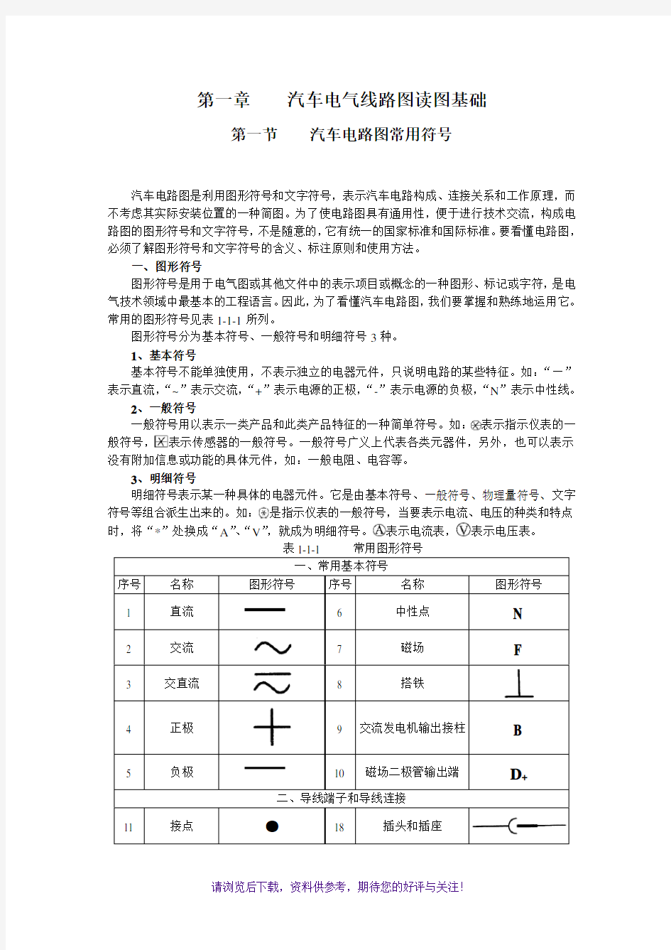 汽车电路图常用符号