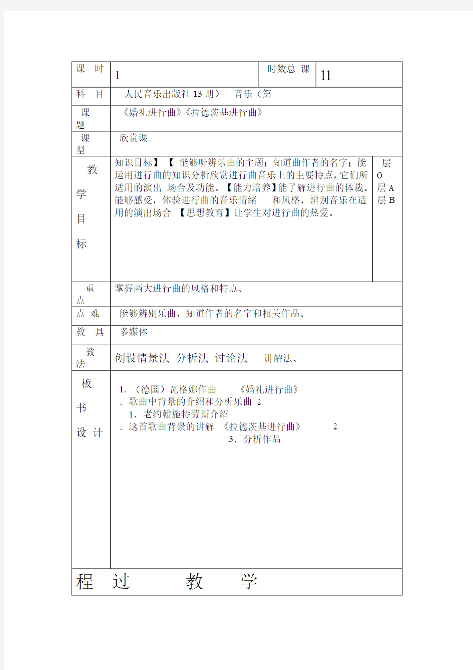 婚礼进行曲拉德茨基进行曲教案