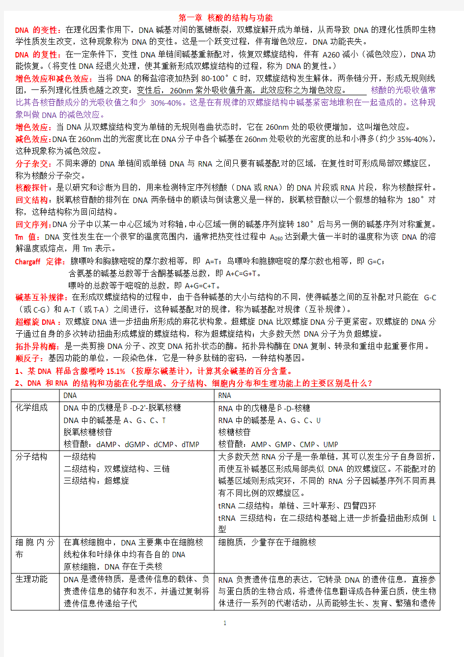 四川农业大学生物化学考研要点