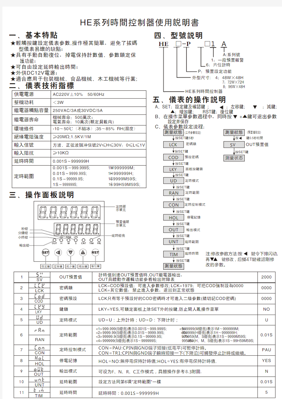 HE系列时间控制器使用说明书