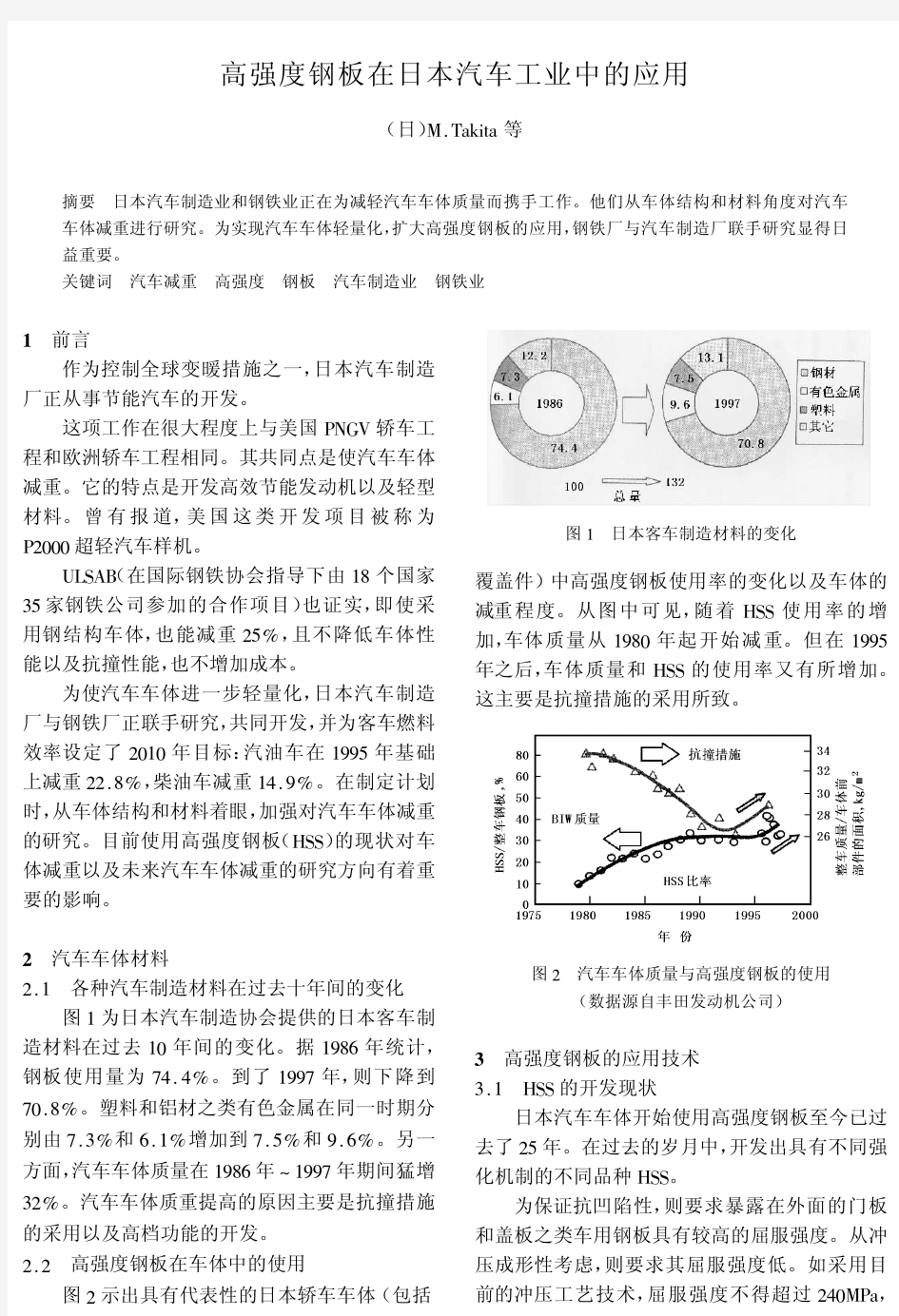 高强度钢板在日本汽车工业中的应用