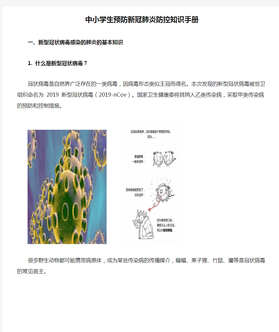 中小学生预防新冠肺炎防控知识手册.doc