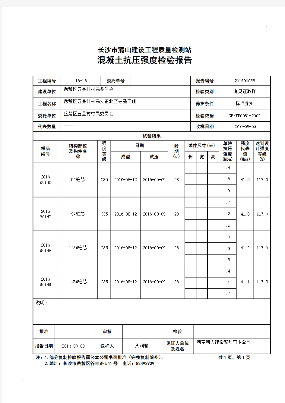 混凝土抗压强度检验报告 (2)