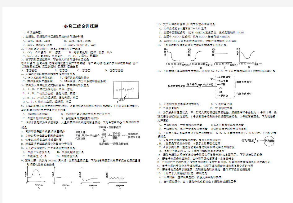 生物必修三综合训练题