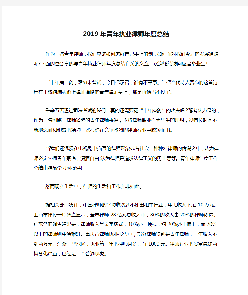 2019年青年执业律师年度总结