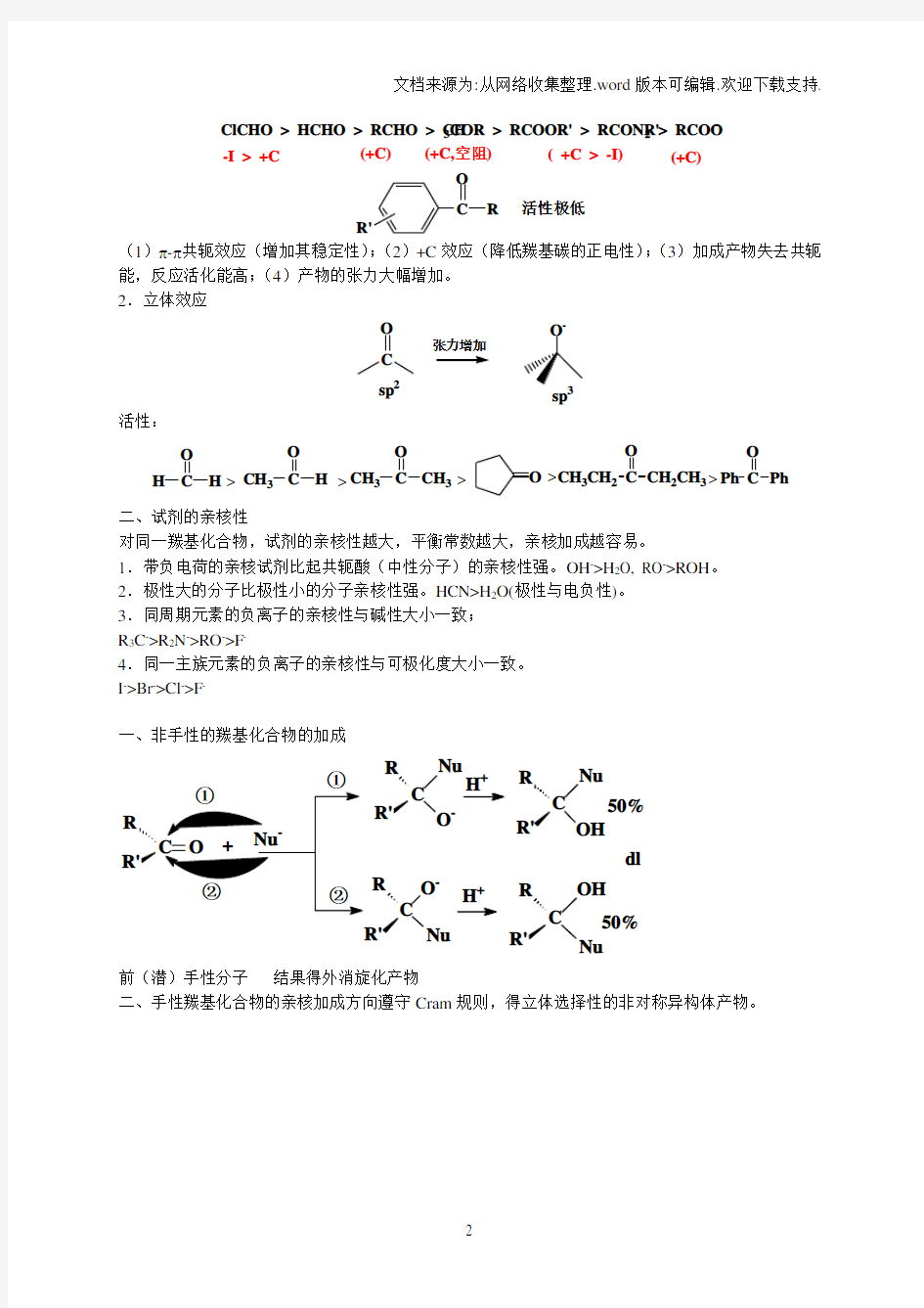 高等有机化学_第5章羰基的亲核加成及相关反应