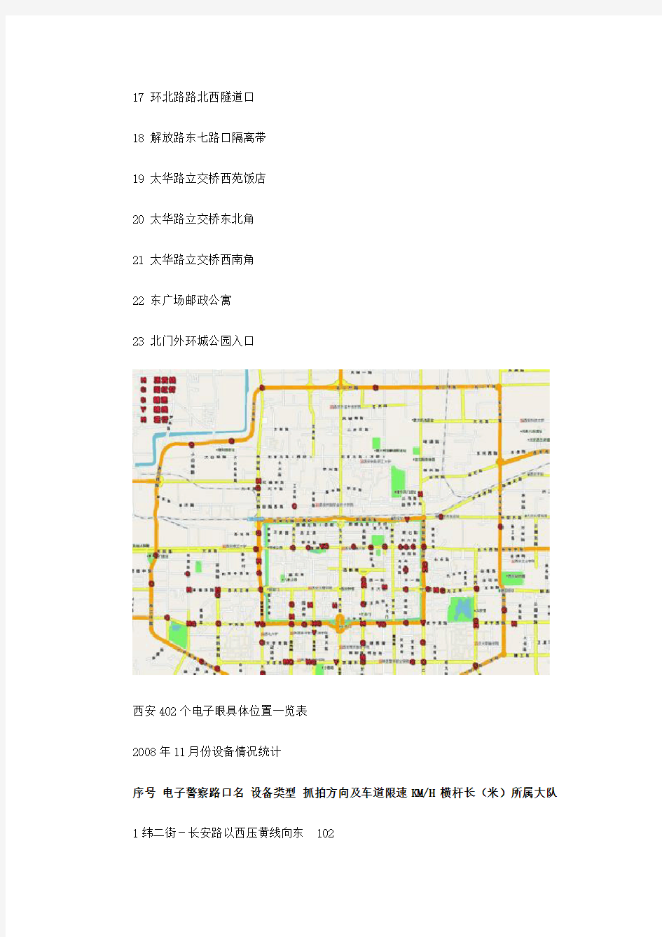 西安市402个电子警察分布地点(含图)