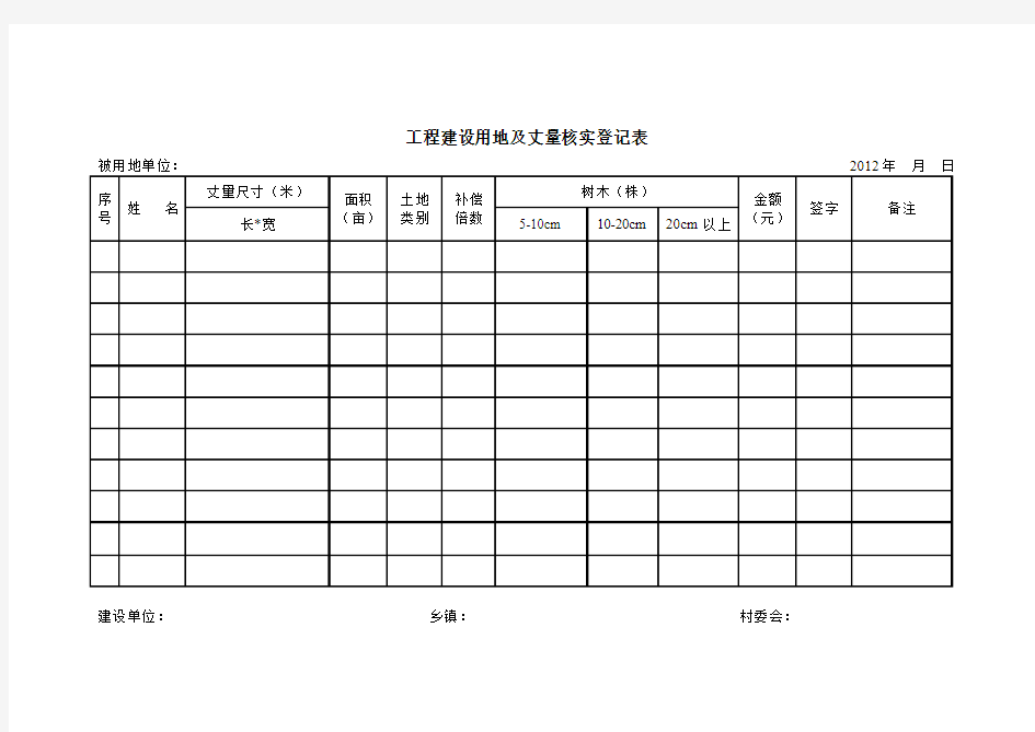 土地丈量登记表