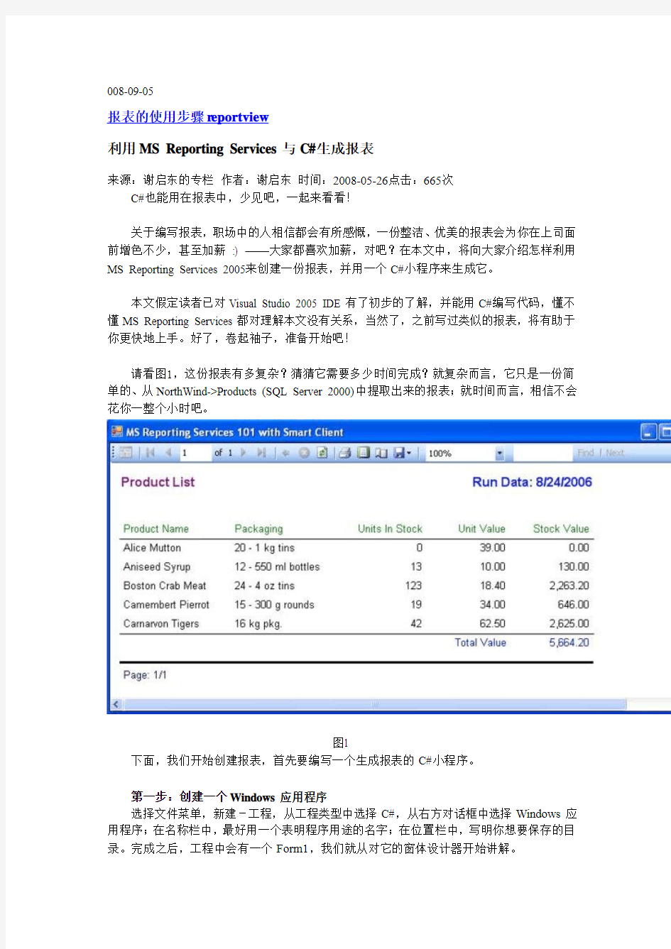 报表的使用步骤reportview