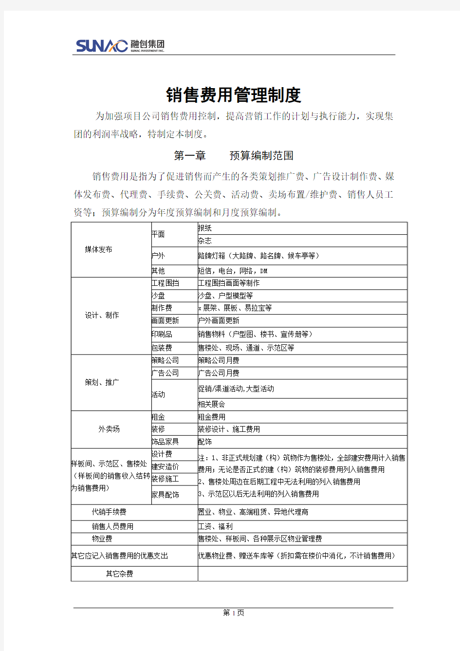 融创集团房地产.销售费用管理制度