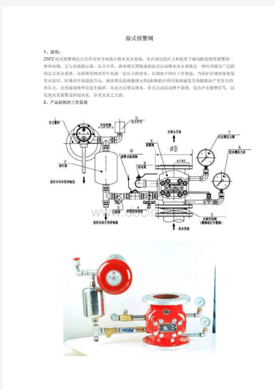 湿式报警阀工作原理及结构图