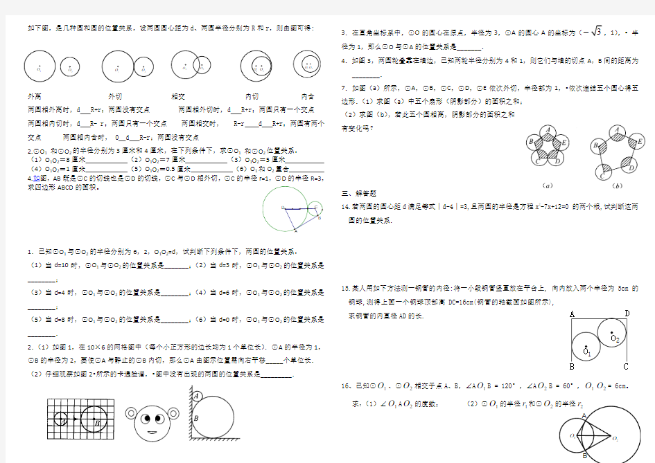 圆和圆的位置关系习题
