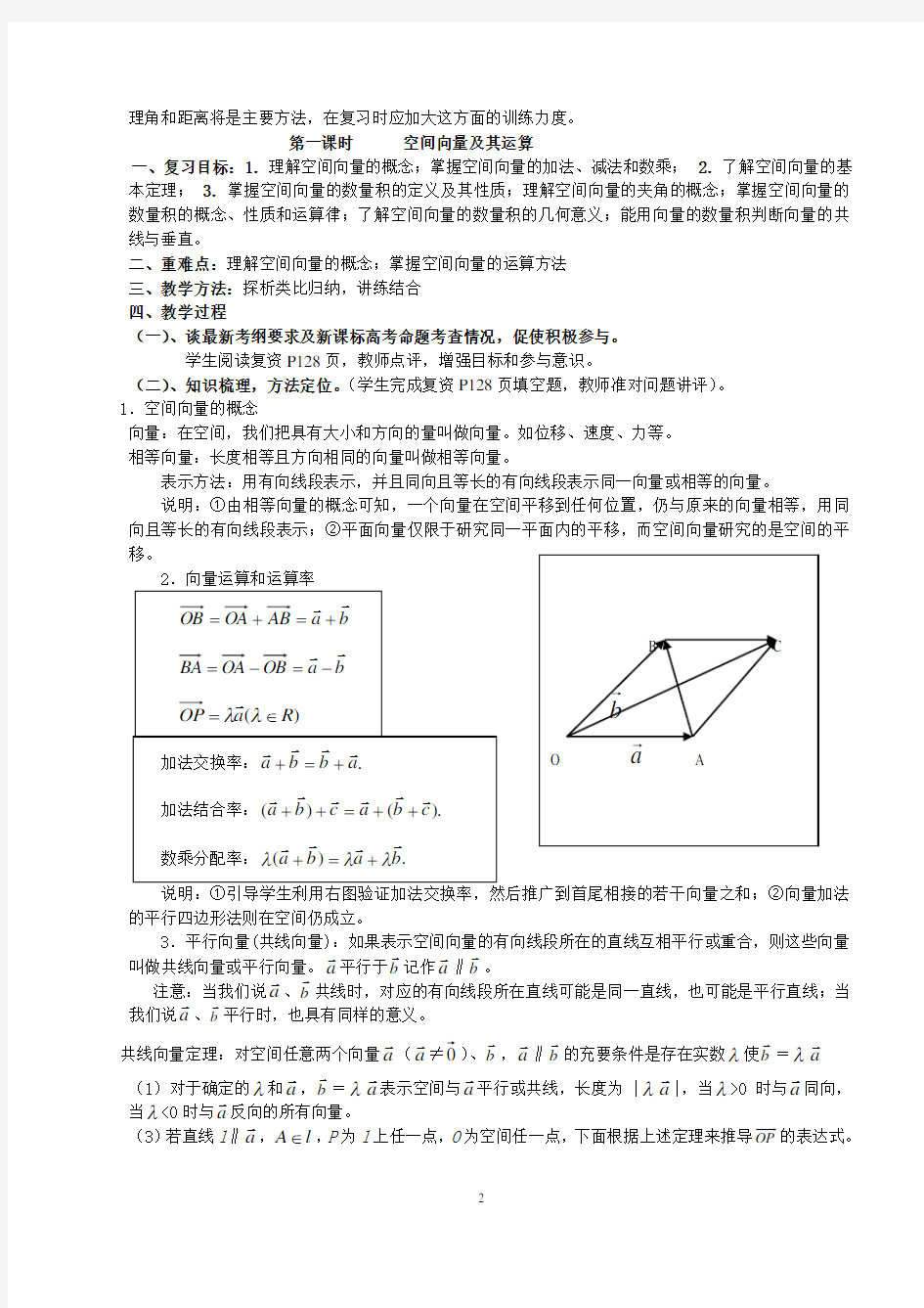 (强烈推荐!)空间向量与立体几何教案