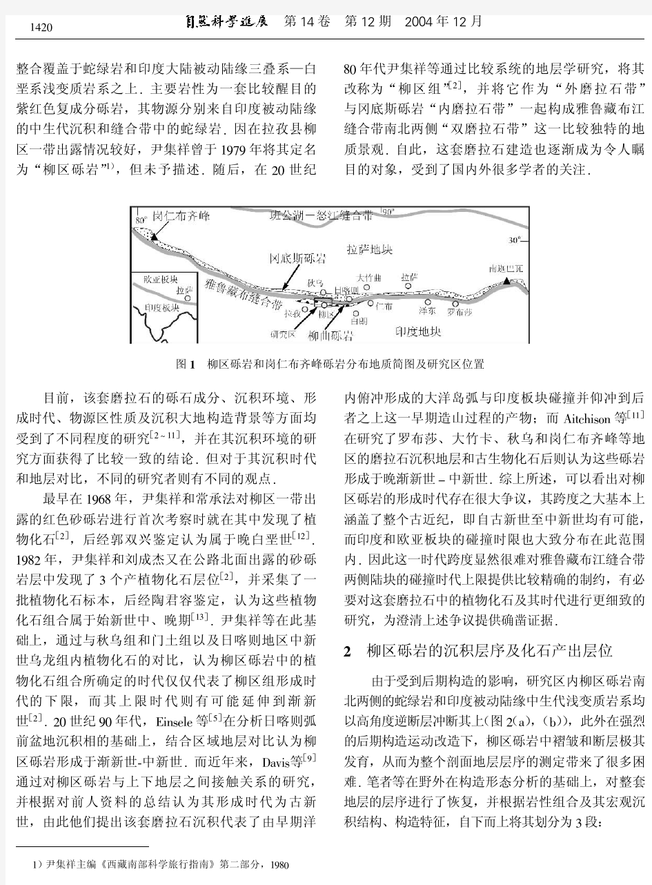 藏南柳区砾岩中古植物化石群的时代及其在大地构造上的意义.pdf