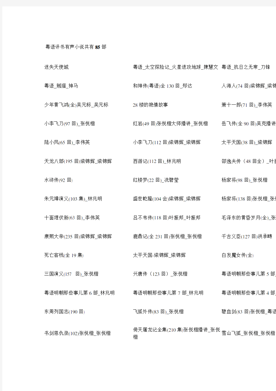 粤语评书有声小说共有85部档 (2)