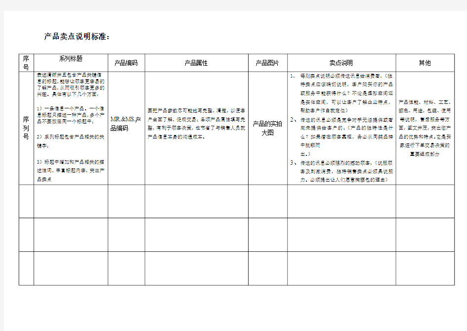 产品卖点(标准)