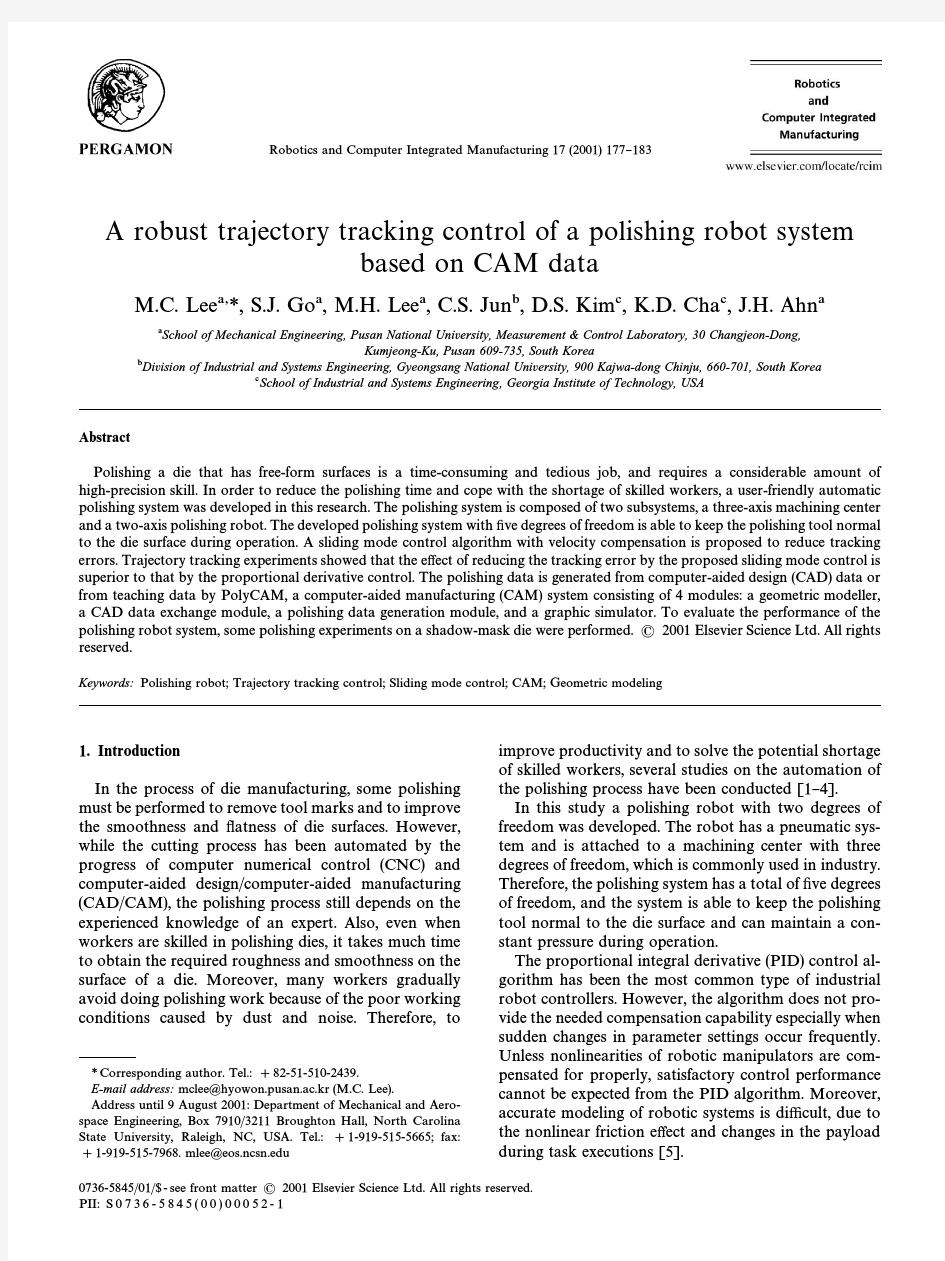 A robust trajectory tracking control of a polishing robot system based on CAM data