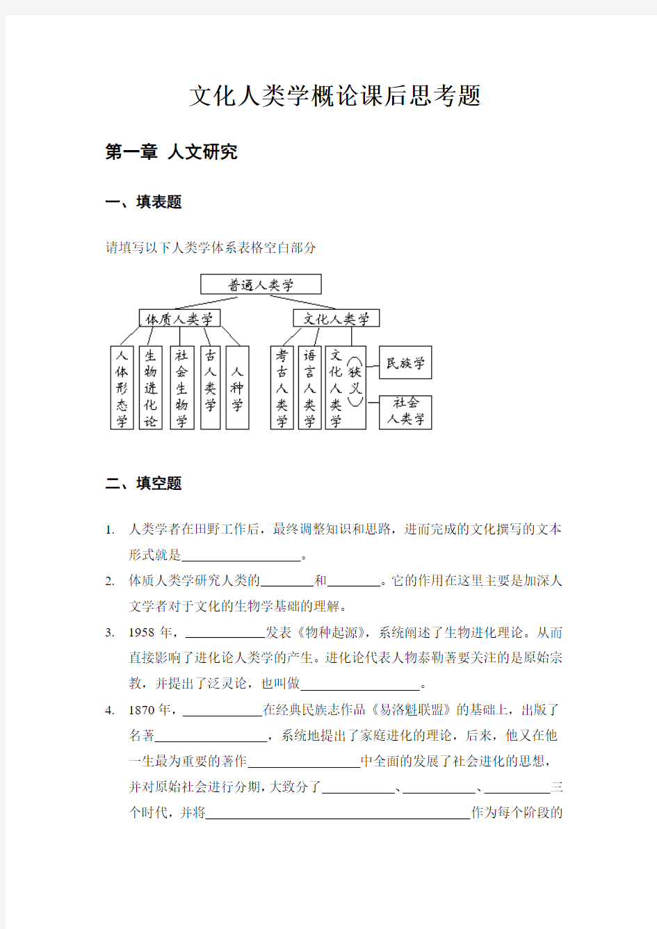 文化人类学概论课后思考题