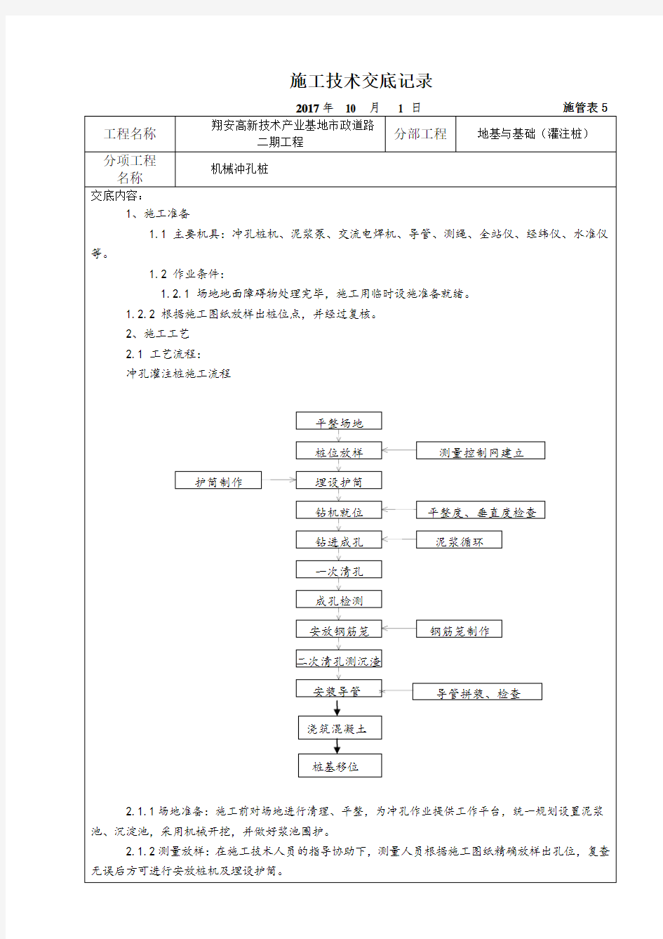 施工技术交底记录(管道)