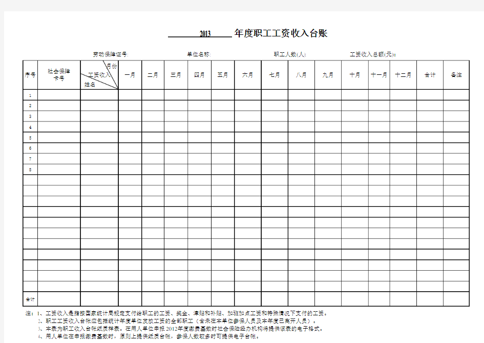 工资收入台账