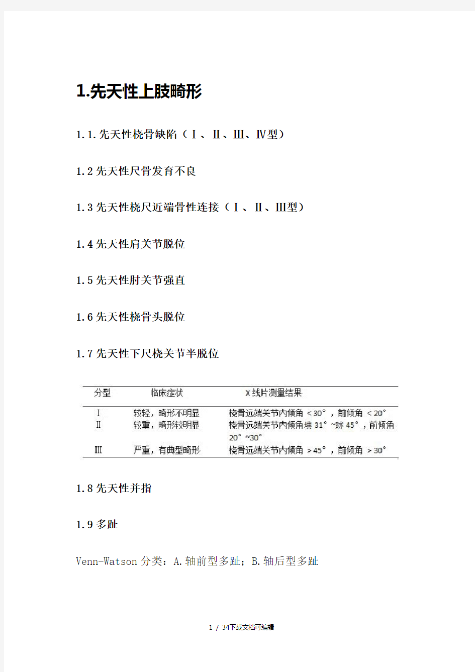 小儿骨科常见病种及分型