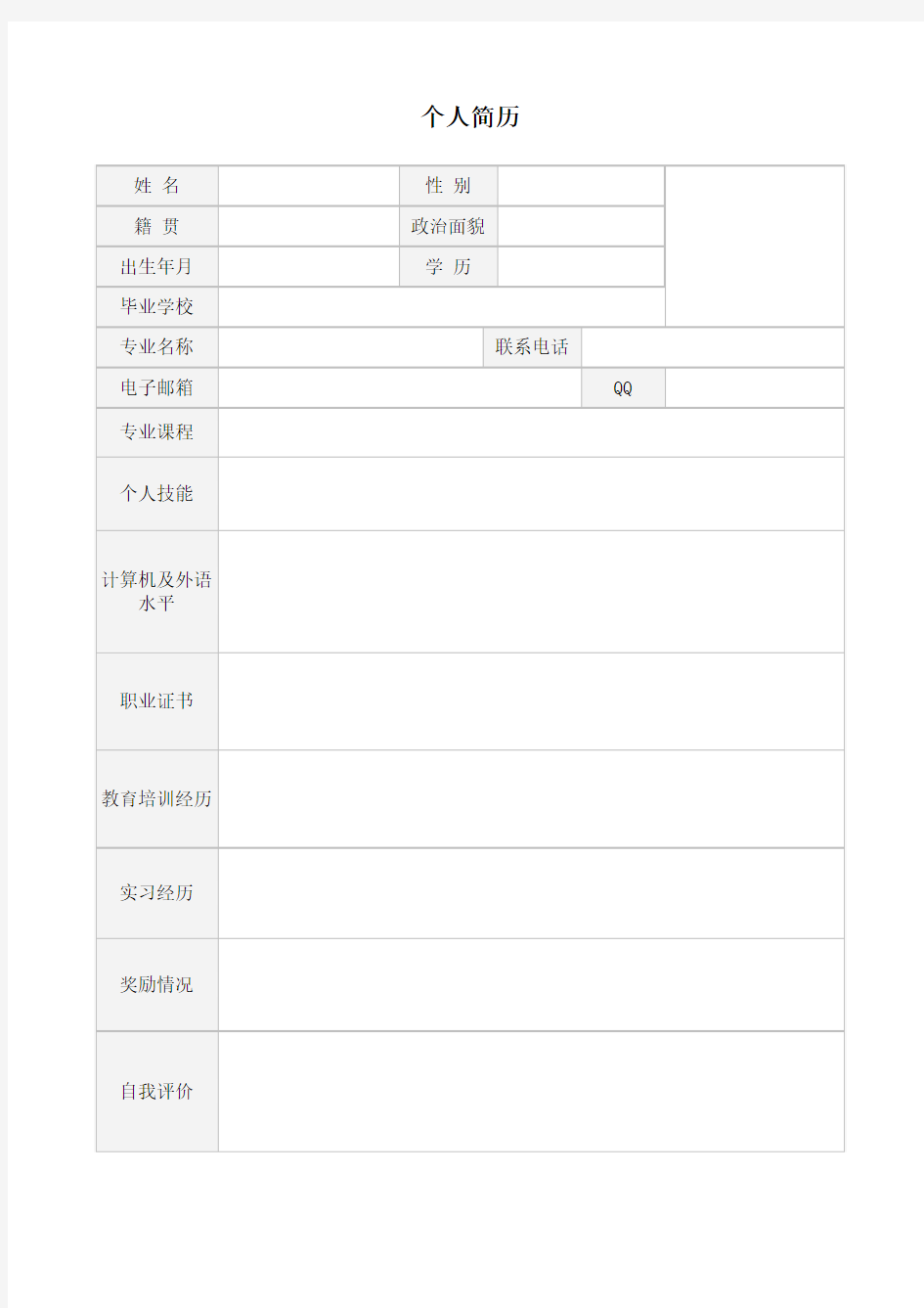 简易个人简历模板