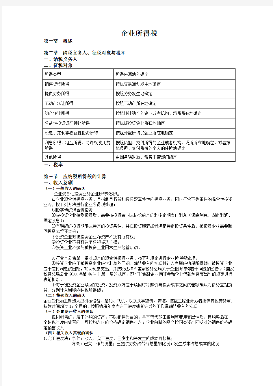 企业所得税知识点