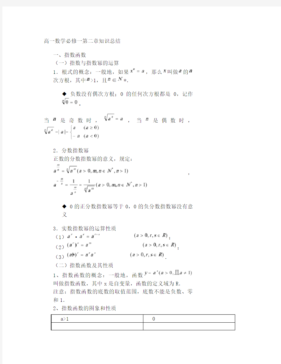 高一数学必修一第二章知识总结