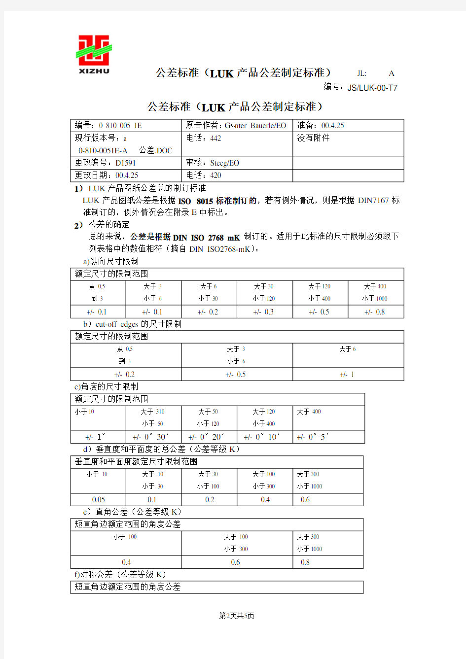 (产品管理)公差标准产品公差制定标准