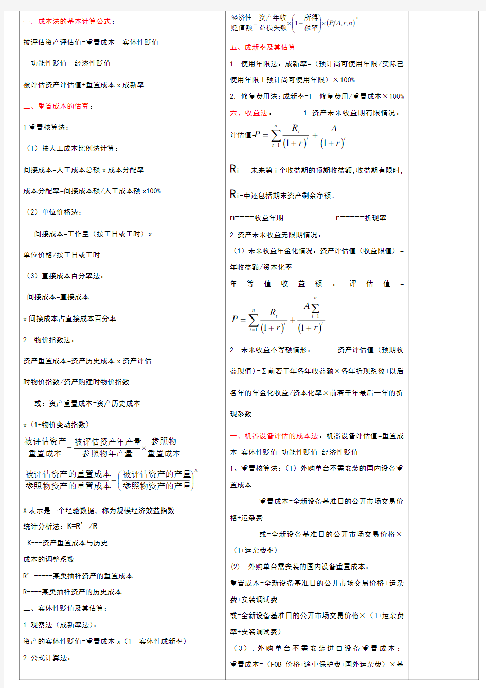 成本法的基本计算公式