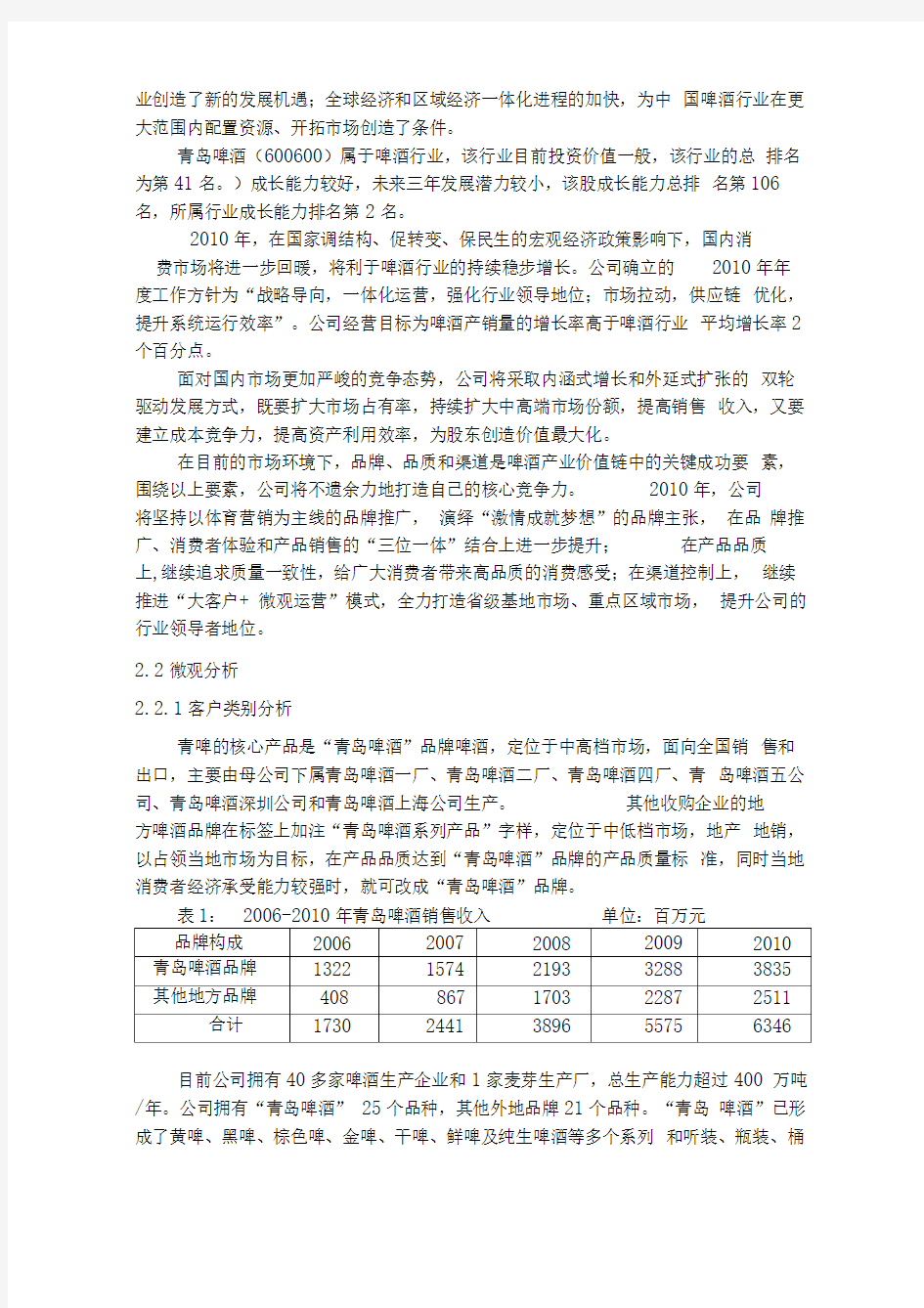 青岛啤酒投资分析报告