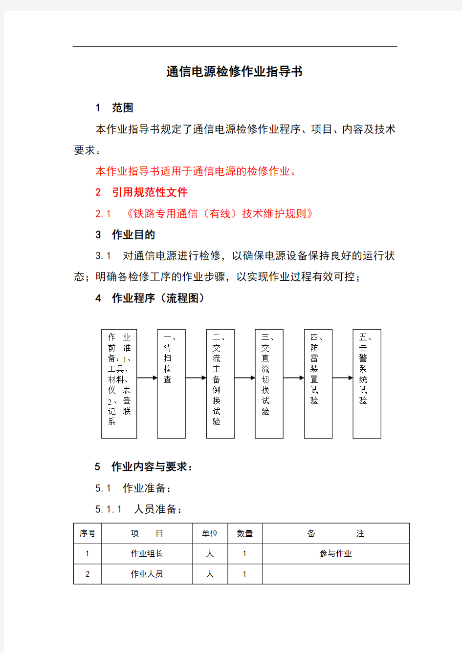 通信电源检修作业指导书