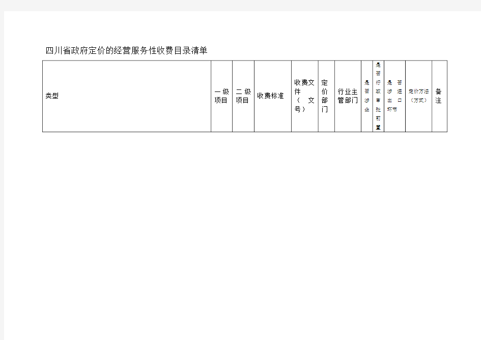 四川省政府定价的经营服务性收费目录清单2020