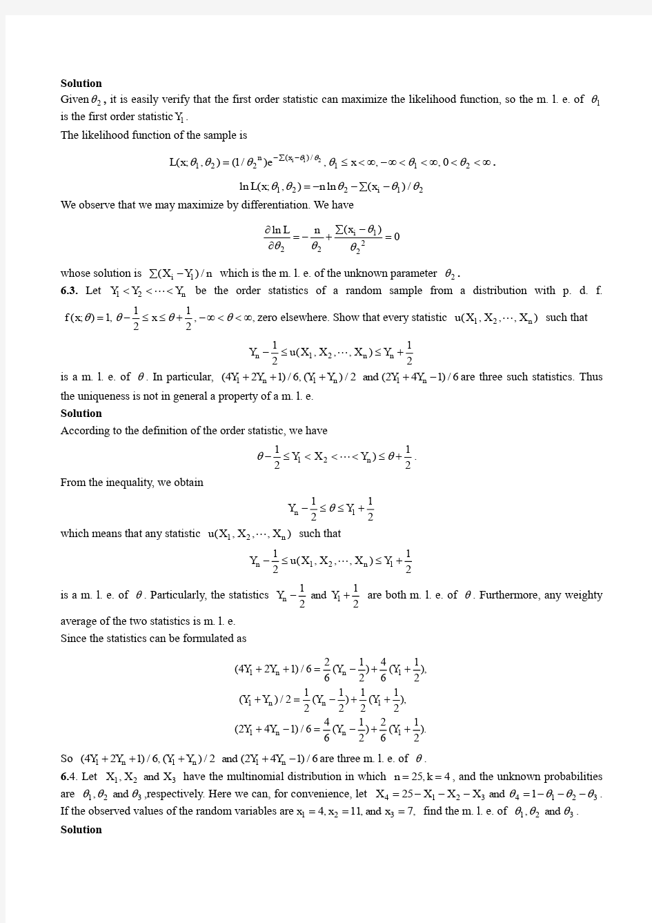 数理统计学导论参考答案(第6~9章)R.V霍格